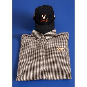 Russell Shirt Virginia Tech Mens 2XL Button Up Long Sleeve & Virginia Ball Cap